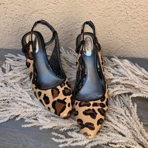 Leopard print Slingback kitten Heels